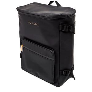 Azzaro Black Backpack Travel Bag Large Zip Utility Carry On Minimalist